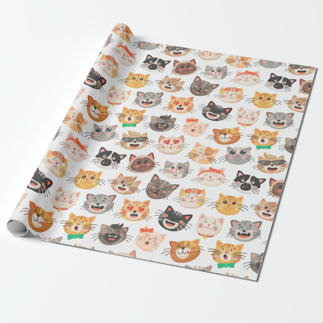 Regalo Papel de ajuste de gatos adorables (Desenrollado)