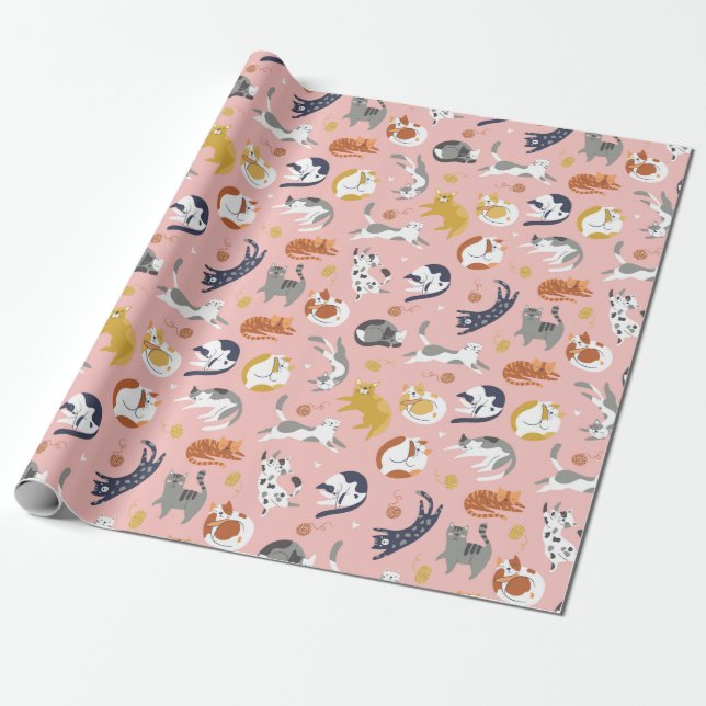 Regalo Papel de ajuste de gatos adorables (Desenrollado)
