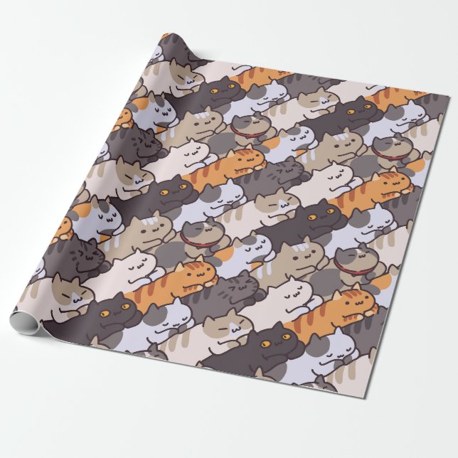 Regalo Papel de ajuste de gatos adorables (Desenrollado)