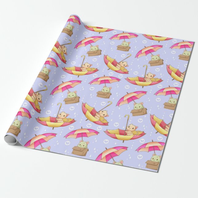 Regalo Papel de ajuste de gatos adorables (Desenrollado)