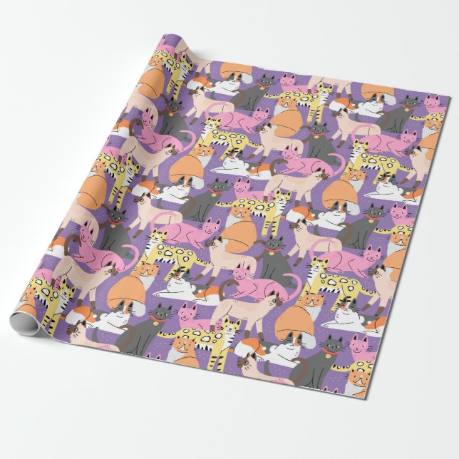 Regalo Papel de ajuste de gatos adorables (Desenrollado)