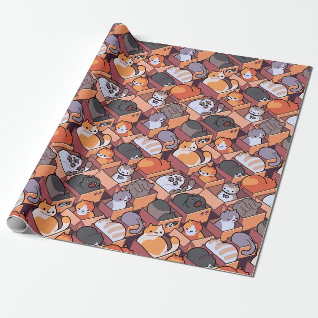 Regalo Papel de ajuste de gatos adorables (Desenrollado)