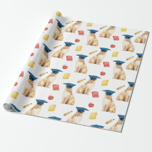 Regalo Papel de ajuste de gatos de graduación, patrón p