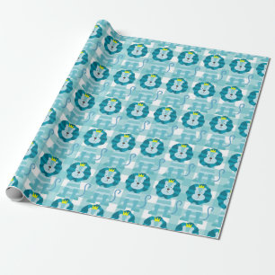Regalo Papel de ajuste de Gingham azul y blanco para los 