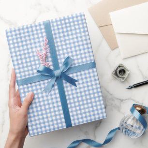 Regalo Papel de ajuste de Gingham de color de agua azul