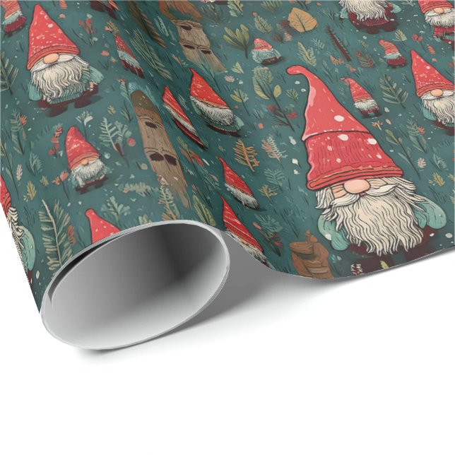 Regalo Papel de ajuste de gnomos (Esquina del rollo)