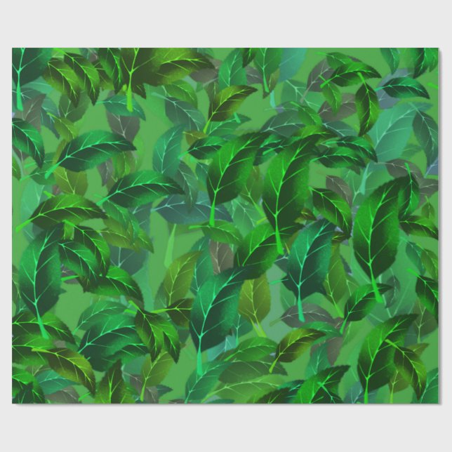 Regalo Papel de ajuste de hojas verdes (Superficie plana)