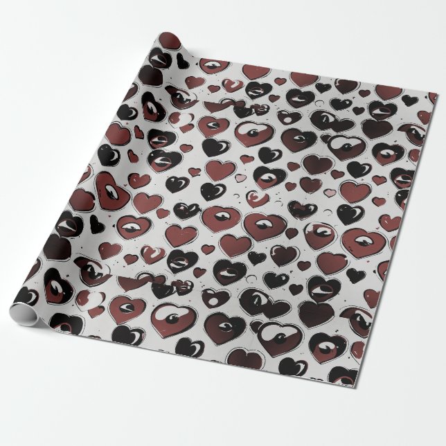 Regalo Papel de ajuste de impresión de corazón. (Desenrollado)