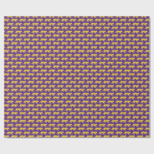 Regalo Papel de ajuste de impresión de tigre morado y dor