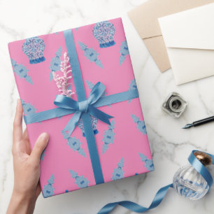 Regalo Papel de ajuste de jarrón de jengibre azul pintado