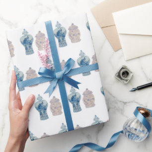 Regalo Papel de ajuste de jarrón de jengibre azul pintado