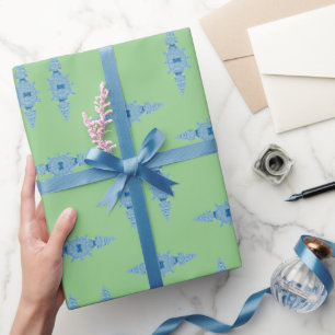 Regalo Papel de ajuste de jarrón de jengibre azul pintado