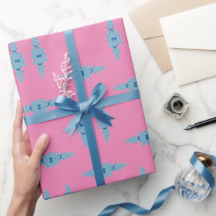 Regalo Papel de ajuste de jarrón de jengibre azul pintado