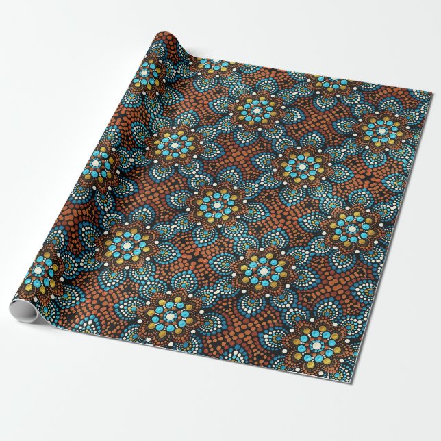 Regalo Papel de ajuste de las flores azules (Desenrollado)