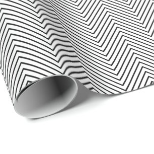 Regalo Papel de ajuste de línea Chevron - Negro en blanc