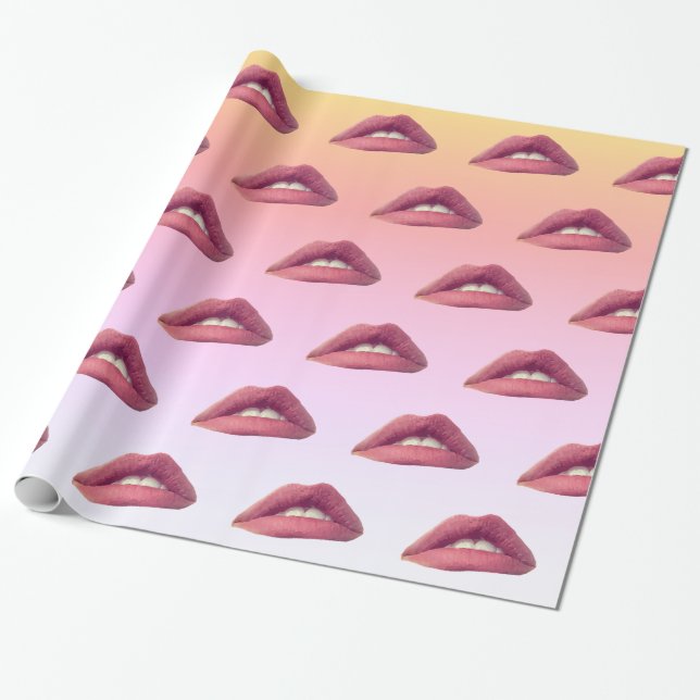 Regalo Papel de ajuste de los labios rosados (Desenrollado)