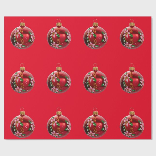 Regalo Papel de ajuste de los ornamentos rojos (Superficie plana)