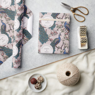 Regalo Papel de ajuste de los pavos reales de compromiso 