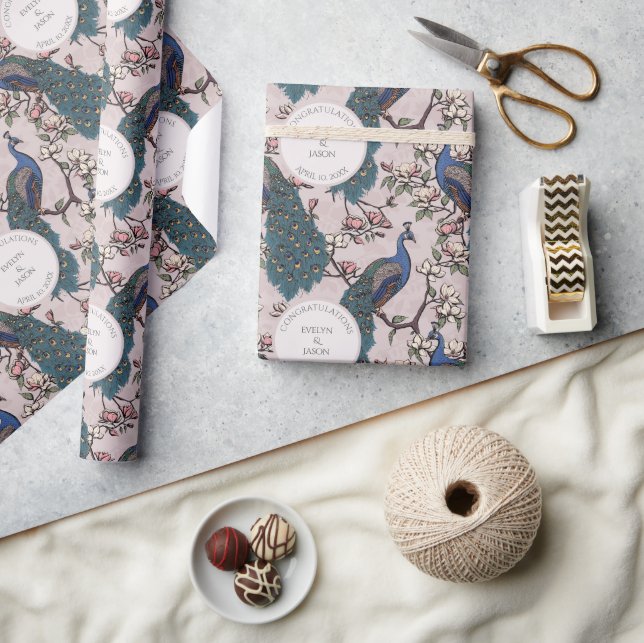 Regalo Papel de ajuste de los pavos reales de compromiso  (Artesanía)