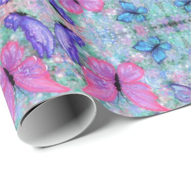 Regalo Papel de ajuste de mariposas (Esquina del rollo)