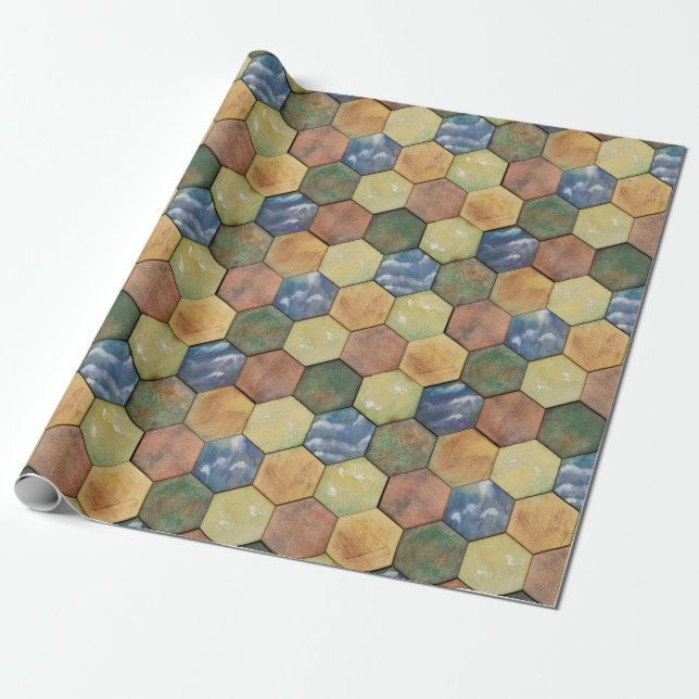 Regalo Papel de ajuste de mosaico hexagonal (Desenrollado)