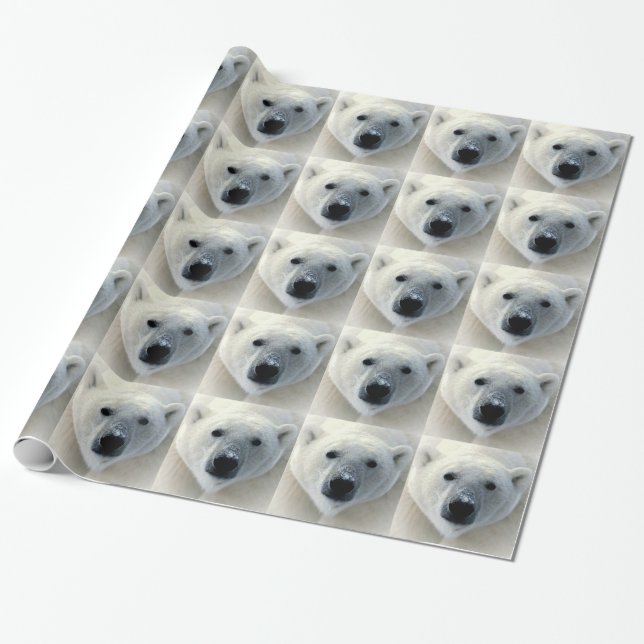 Regalo Papel de ajuste de Navidades de oso polar (Desenrollado)