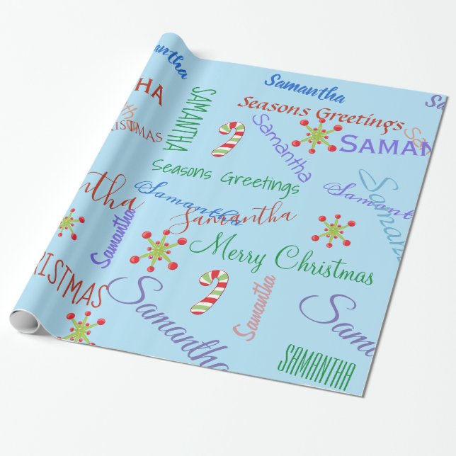 Regalo Papel de ajuste de Navidades Personalizados de nom (Desenrollado)