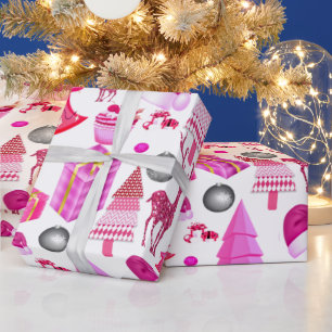 Regalo Papel de ajuste de Navidades rosados