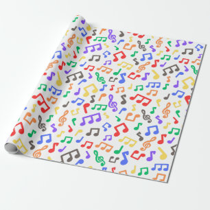 Regalo Papel de ajuste de notas musicales del arcoiris