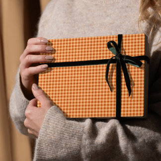 Regalo Papel de ajuste de otoño de naranja Gingham