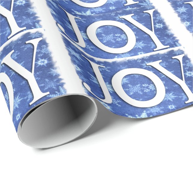 Regalo Papel de ajuste de patrón azul de JOY para navidad (Esquina del rollo)
