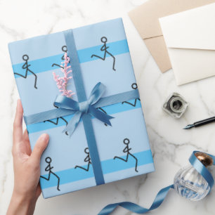 Regalo Papel de ajuste de patrón azul en ejecución