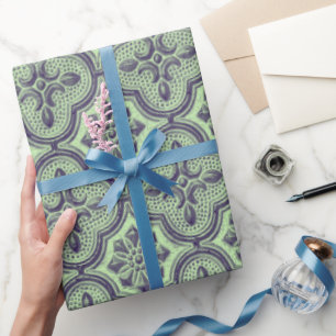 Regalo Papel de ajuste de patrón barroco metálico