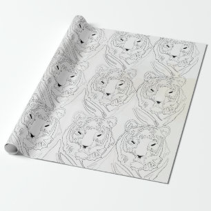 Regalo Papel de ajuste de patrón blanco y negro de tigre