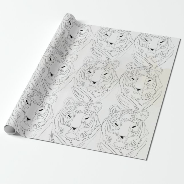 Regalo Papel de ajuste de patrón blanco y negro de tigre (Desenrollado)