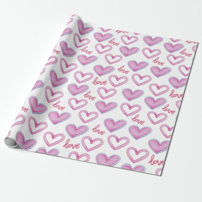 Regalo Papel de ajuste de patrón cardíaco (Desenrollado)