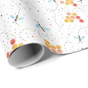 Regalo Papel de ajuste de patrón de abeja acuarela