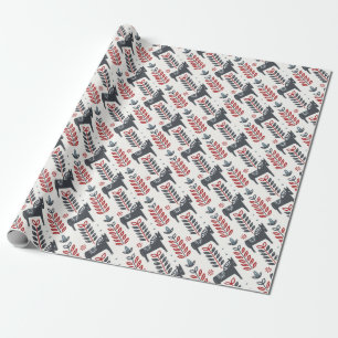 Regalo Papel de ajuste de patrón de caballos de invierno