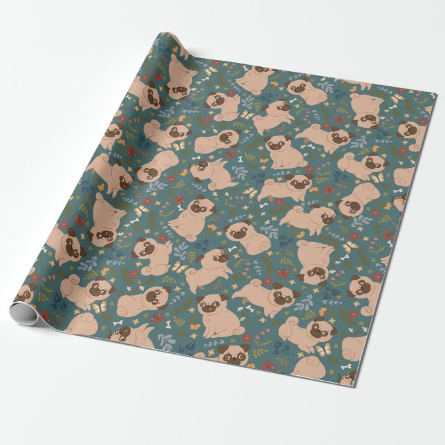 Regalo Papel de ajuste de patrón de cachorro (Desenrollado)
