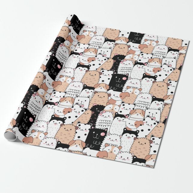 Regalo Papel de ajuste de patrón de cachorro (Desenrollado)