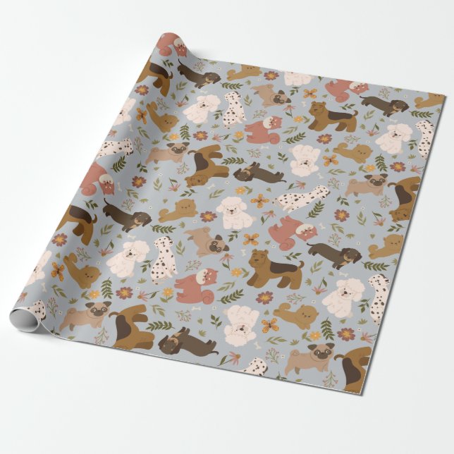 Regalo Papel de ajuste de patrón de cachorro (Desenrollado)