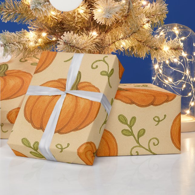 Regalo Papel de ajuste de patrón de calabaza mate - Hallo (Vacaciones)