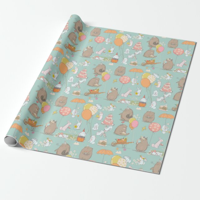 Regalo Papel de ajuste de patrón de cumpleaños/Semana San (Desenrollado)