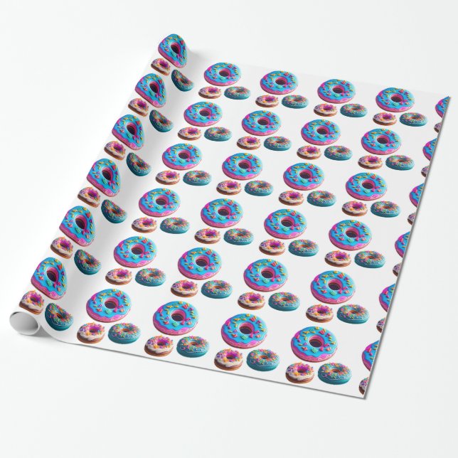 Regalo Papel de ajuste de patrón de donuts (Desenrollado)