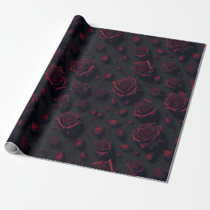Regalo Papel de ajuste de patrón de flor roja profunda Ro