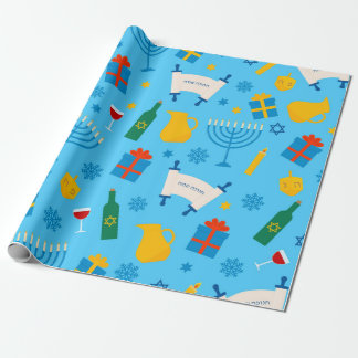 Regalo Papel de ajuste de patrón de Hanukkah