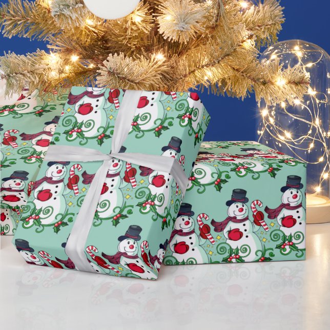 Regalo Papel de ajuste de patrón de invierno de Snowman (Vacaciones)