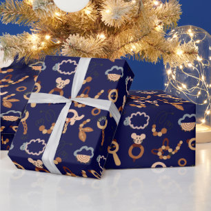 Regalo Papel de ajuste de patrón de juguete azul divertid