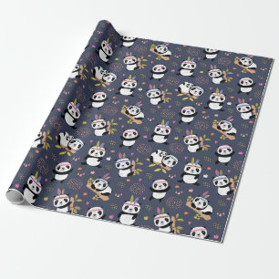 Regalo Papel de ajuste de patrón de panda