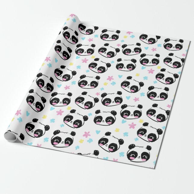 Regalo Papel de ajuste de patrón de panda (Desenrollado)